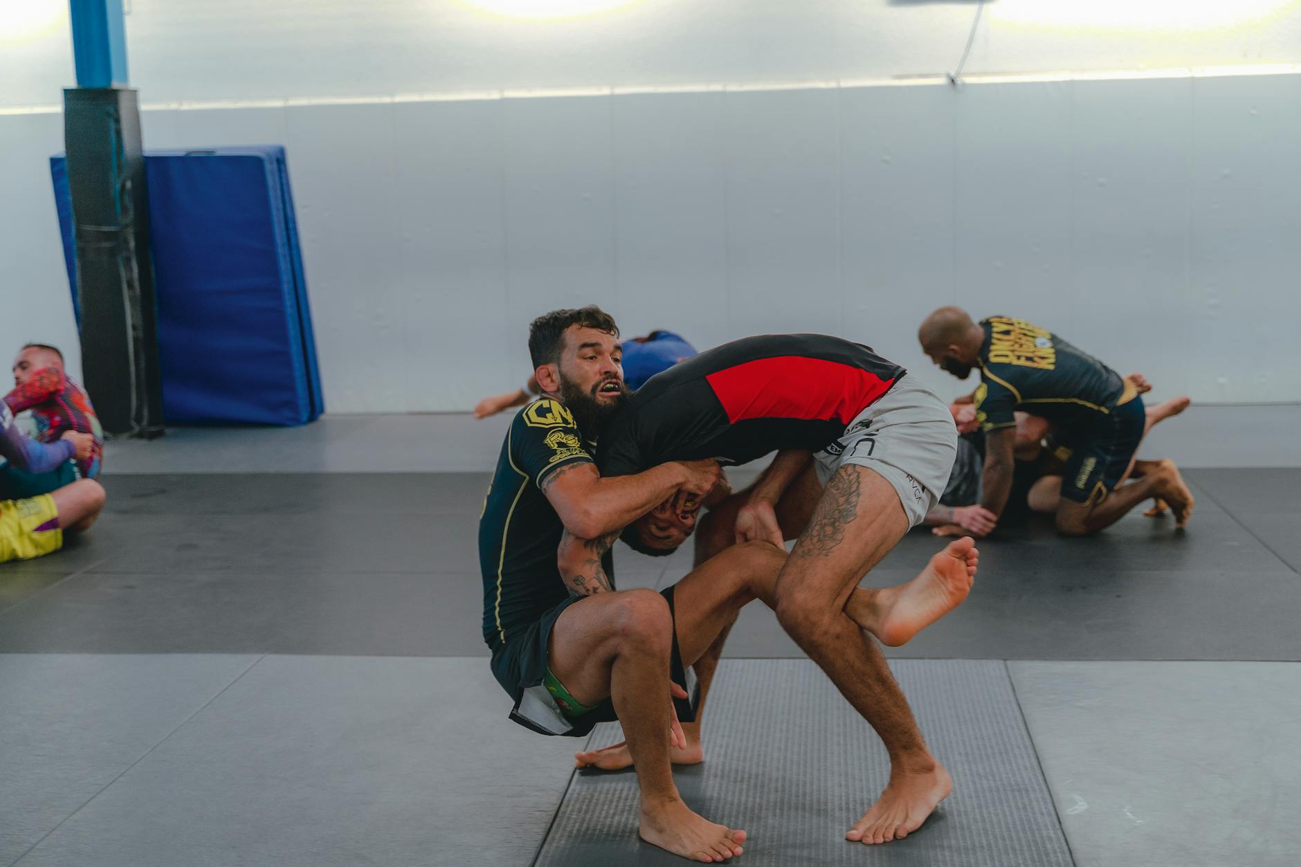 martial arts training in a gym